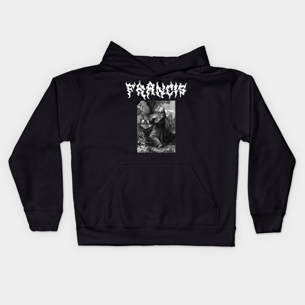 Saint Francis of Assisi Gothic Death Metal Kids Hoodie by thecamphillips